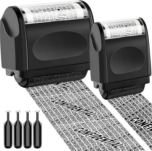 SIBEITU ختم حماية سرقة الهوية 2 حزمة، ختم الأسطوانة السري مع 4 عبوات حبر، ختم أمان سرقة الهوية لخصوصية الحساب، العنوان والتحقق من المعلومات | أسود in Kuwait