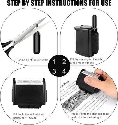 SIBEITU ختم حماية سرقة الهوية 2 حزمة، ختم الأسطوانة السري مع 4 عبوات حبر، ختم أمان سرقة الهوية لخصوصية الحساب، العنوان والتحقق من المعلومات | أسود in Kuwait