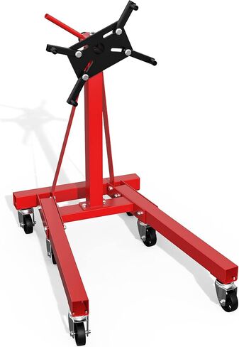 حامل محرك YITAMOTOR، حامل محرك بسعة 2000 رطل مع رأس دوار 360 درجة، حامل رفع المحرك عالي التحمل مع 6 عجلات دوارة، 4 أذرع قابلة للتعديل، أحمر in Saudi Arabia