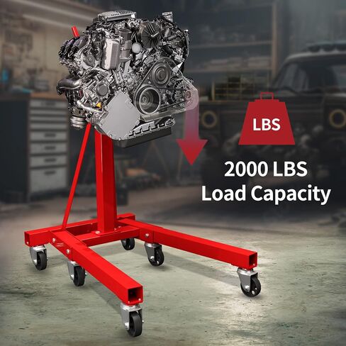 حامل محرك YITAMOTOR، حامل محرك بسعة 2000 رطل مع رأس دوار 360 درجة، حامل رفع المحرك عالي التحمل مع 6 عجلات دوارة، 4 أذرع قابلة للتعديل، أحمر in Saudi Arabia