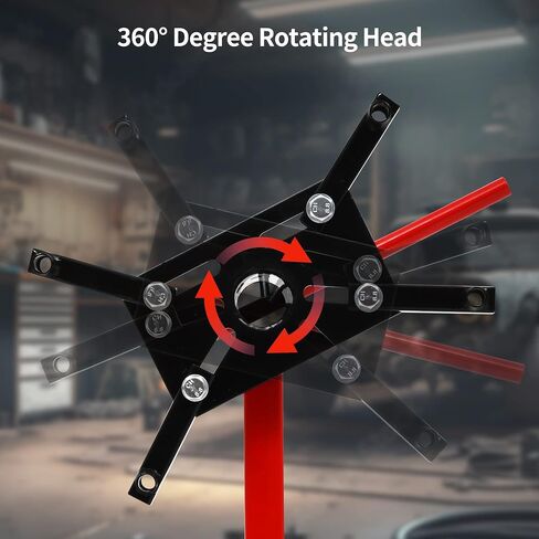 حامل محرك YITAMOTOR، حامل محرك بسعة 2000 رطل مع رأس دوار 360 درجة، حامل رفع المحرك عالي التحمل مع 6 عجلات دوارة، 4 أذرع قابلة للتعديل، أحمر in Kuwait