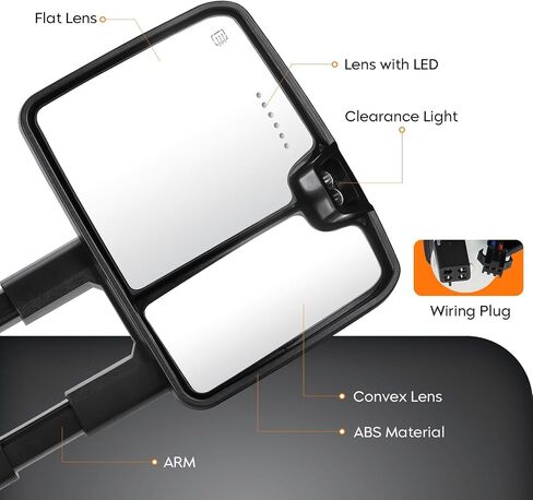 Towing Mirrors fit for Chevy GMC 1988-1998 C1500 K1500, 92-99 C1500 Suburban, 88-00 C/K2500, 88-01 C3500, 92-00 Tahoe Yukon, with Turn Signal Arrow Light, Clearance Light, Black Cap Smoke Lamp Housing in Saudi Arabia