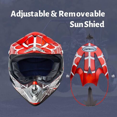 DOT Youth Dirt Bike Helmet,Kid ATV Helmet, for Youth Boys Girls 5-14 Ages ,Four Wheeler Helmet Kids, Motocross BMX MX UTV Snowmobile Go Kart Full Riding Dirt Bike Racing Skateboard Baseball in Saudi Arabia