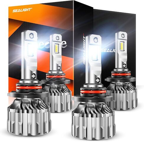 SEALIGHT H11/H9/H8 9005/HB3 LED Bulbs Combo, 44000 Lumen 600% Brightness 6500K Cool White, H11 Lo Beam 9005 Hi Beam Bulb, Plug-N-Play H11 9005 Fog Light Halogen Replacement With Cooling Fan, Pack of 4 in Saudi Arabia