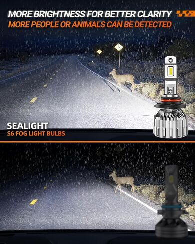 SEALIGHT H11/H9/H8 9005/HB3 LED Bulbs Combo, 44000 Lumen 600% Brightness 6500K Cool White, H11 Lo Beam 9005 Hi Beam Bulb, Plug-N-Play H11 9005 Fog Light Halogen Replacement With Cooling Fan, Pack of 4 in Saudi Arabia