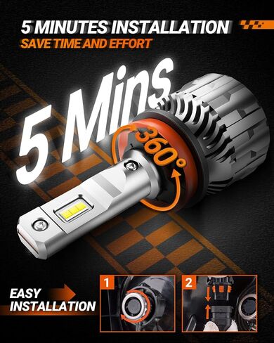 SEALIGHT H11/H9/H8 9005/HB3 LED Bulbs Combo, 44000 Lumen 600% Brightness 6500K Cool White, H11 Lo Beam 9005 Hi Beam Bulb, Plug-N-Play H11 9005 Fog Light Halogen Replacement With Cooling Fan, Pack of 4 in Saudi Arabia
