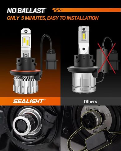 مجموعة مصابيح LED SEALIGHT H11/H9/H8 9005/HB3، 44000 لومن 600% سطوع 6500K أبيض بارد، H11 Lo Beam 9005 Hi Beam Bulb، Plug-N-Play H11 9005 استبدال هالوجين ضوء الضباب مع مروحة تبريد، حزمة من 4 in Kuwait