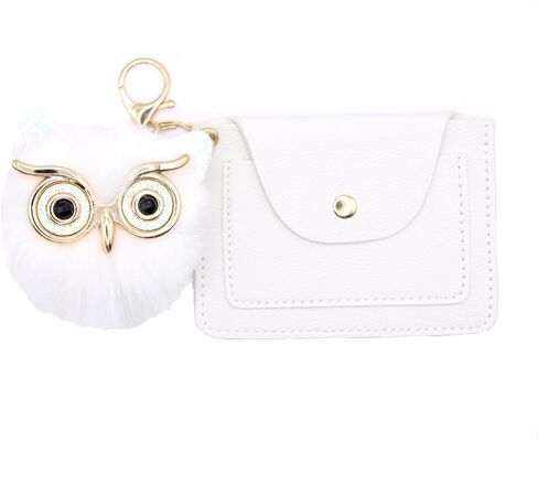 حامل بطاقات الائتمان من الجلد الصناعي للسيدات مع سلسلة مفاتيح على شكل بومة، ومحفظة جلدية مدمجة مع حلقة مفاتيح، وحامل بطاقات الائتمان بتقنية Rfid Blocking، ناعم ومتين (أزرق) in Kuwait