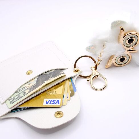 حامل بطاقات الائتمان من الجلد الصناعي للسيدات مع سلسلة مفاتيح على شكل بومة، ومحفظة جلدية مدمجة مع حلقة مفاتيح، وحامل بطاقات الائتمان بتقنية Rfid Blocking، ناعم ومتين (أزرق) in Kuwait