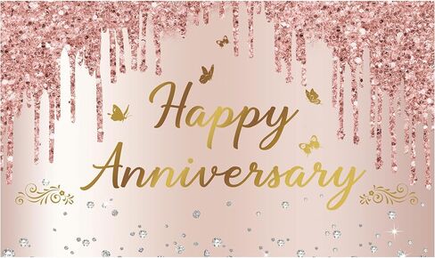 ديكور خلفية لافتة الذكرى السنوية السعيدة: - خلفيات زفاف Feliz Aniversario باللون الذهبي الوردي لالتقاط الصور - ديكور احتفالات الذكرى السنوية للكنيسة والعمل in Kuwait