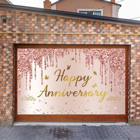 ديكور خلفية لافتة الذكرى السنوية السعيدة: - خلفيات زفاف Feliz Aniversario باللون الذهبي الوردي لالتقاط الصور - ديكور احتفالات الذكرى السنوية للكنيسة والعمل in Kuwait