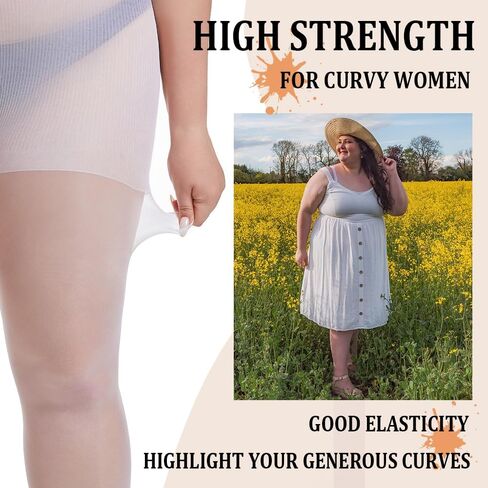 3 Pairs Plus Size Sheer Tights for Women, 20D Ultra Thin High Waist Control Top Pantyhose with Reinforced Toes in Saudi Arabia