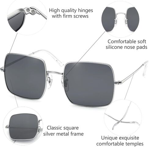 Square Sunglasses for Women Men Polarized Vintage Retro Metal Frame Trendy Sun Glasses in Saudi Arabia