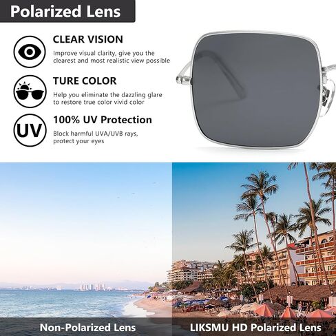 Square Sunglasses for Women Men Polarized Vintage Retro Metal Frame Trendy Sun Glasses in Saudi Arabia
