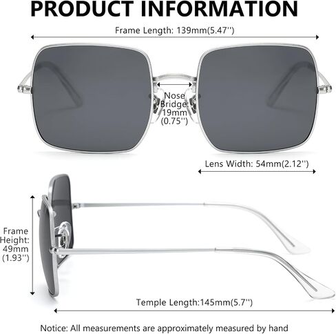 Square Sunglasses for Women Men Polarized Vintage Retro Metal Frame Trendy Sun Glasses in Saudi Arabia