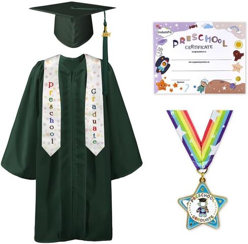 قبعة تخرج من GraduatePro لمرحلة ما قبل المدرسة، حزمة شهادة ميدالية 2024، مجموعة شرابات للأطفال الصغار in Kuwait