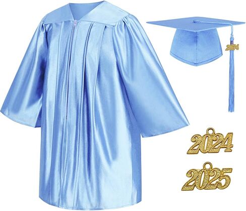 LMYOVE Kindergarten Preschool Graduation Cap and Gown Set with 2024 Tassel Shiny PreK Graduation Set for Kids in Kuwait