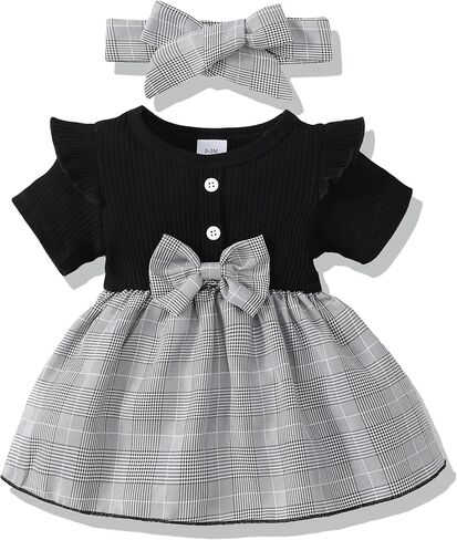 SODLON Newborn Baby Girl Clothes Dresses Outfits Gifts Romper Top Overalls Dress Suspender Skirt Sets for Infant Girls in Saudi Arabia