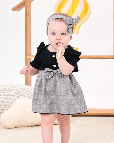 SODLON Newborn Baby Girl Clothes Dresses Outfits Gifts Romper Top Overalls Dress Suspender Skirt Sets for Infant Girls in Saudi Arabia