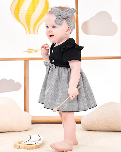 SODLON Newborn Baby Girl Clothes Dresses Outfits Gifts Romper Top Overalls Dress Suspender Skirt Sets for Infant Girls in Saudi Arabia