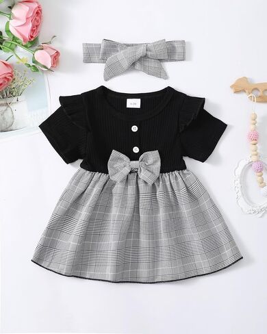 SODLON Newborn Baby Girl Clothes Dresses Outfits Gifts Romper Top Overalls Dress Suspender Skirt Sets for Infant Girls in Saudi Arabia