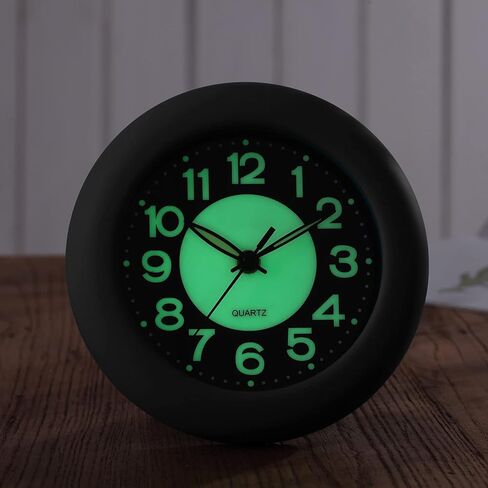 6.7" Luminous Waterproof Wall Clock Silent Non-Ticking Battery Operated Quality Quartz Analog Clock, No Alarm, Flexible Options to Hang or Stand, Withstand Water Vapor and Moisture(Black) in Saudi Arabia