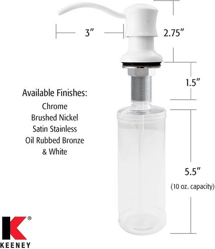 Keeney K612DSBN Premium Style Soap or Lotion Dispenser with Large Capacity Bottle (16 oz.), Brushed Nickel in Saudi Arabia