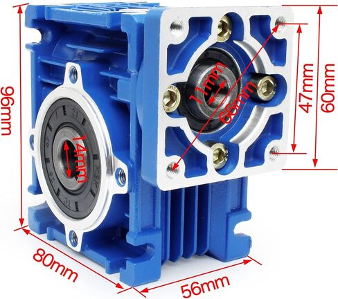 CNCTOPBAOS NMRV030 نسبة سرعة مخفض التروس الدودية 40:1 RV30 NMRV-030 مخفض سرعة علبة التروس الدودية نوع مربع لمحرك Nema23 السائر/محرك مؤازر NMRV30 تجويف الإخراج/فتحة 14 مم عمود in Saudi Arabia