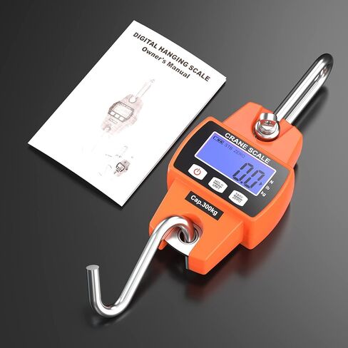 300kg / 660lb Portable Digital Crane Scale with Hooks, High Accuracy Heavy Duty Electronic Hanging Scale for Farm Hunting Fishing Outdoor (Orange) in Kuwait