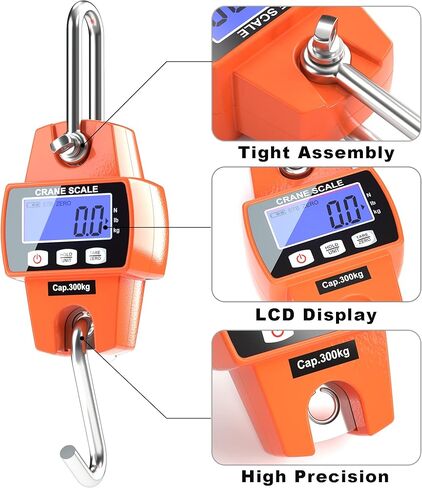 300kg / 660lb Portable Digital Crane Scale with Hooks, High Accuracy Heavy Duty Electronic Hanging Scale for Farm Hunting Fishing Outdoor (Orange) in Kuwait