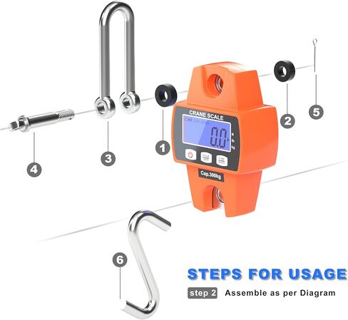 300kg / 660lb Portable Digital Crane Scale with Hooks, High Accuracy Heavy Duty Electronic Hanging Scale for Farm Hunting Fishing Outdoor (Orange) in Kuwait