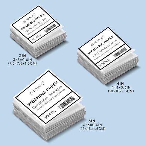 6x6 Cellulose Weighing Paper 500 Pcs| Non-Stick Non-Absorbent Nitrogen-Free Gloss Paper Sheets for Scale Measurement Samples Transfer Laboratory Sample Weighing Paper in Saudi Arabia