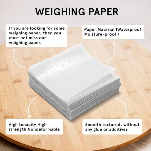 6x6 Cellulose Weighing Paper 500 Pcs| Non-Stick Non-Absorbent Nitrogen-Free Gloss Paper Sheets for Scale Measurement Samples Transfer Laboratory Sample Weighing Paper in Saudi Arabia