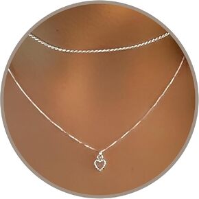 Annika Bella Necklace Set, Tiny Heart Charm Necklace, 925 Sterling Silver Chain Choker, Stackable Layering Set, Gift for Valentine's Day (2Pc's) in Saudi Arabia
