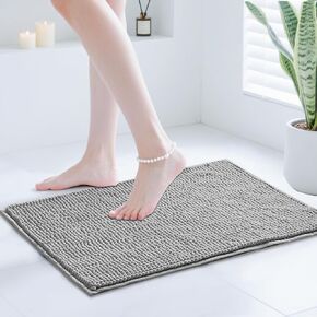 Bath Mats for Bathroom Non Slip 24"x16" - Soft Chenille Bathroom Rugs for Bath Decor, Quick Dry Absorbent Washable Bath Rugs for Bathroom Floor (Grey) in Saudi Arabia