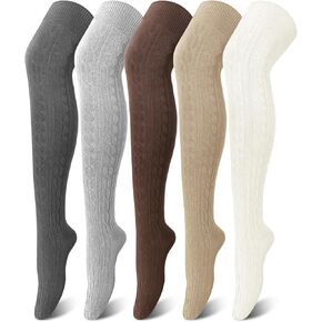Jansun 5 أزواج من جوارب الحذاء متماسكة للسيدات - فخذ عالية وركبة الجوارب - هدايا الحجم الحرة in Kuwait