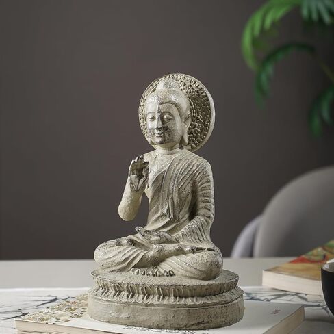 Vilead Resin Buddha تمثال للديكور المنزلي ، وهو يجلس تمثال بوذا ، ومنحوتات Zen ، وديكور بوذا لغرفة المعيشة ، أو هدية بوذا الداخلية للضريح أو التأمل أو الاسترخاء in Kuwait