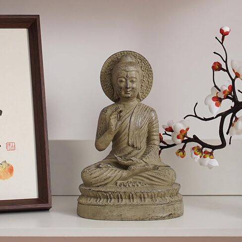 Vilead Resin Buddha تمثال للديكور المنزلي ، وهو يجلس تمثال بوذا ، ومنحوتات Zen ، وديكور بوذا لغرفة المعيشة ، أو هدية بوذا الداخلية للضريح أو التأمل أو الاسترخاء in Kuwait