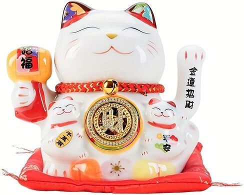 Pheyihe 5 Inch Lucky Cat Waving Arm Fortune Cat Statue,Maneki Neko Waving Arm for Home Decor,Birthday Gift,Business Opening,1PC in Saudi Arabia