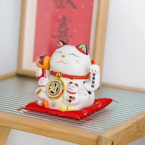 Pheyihe 5 Inch Lucky Cat Waving Arm Fortune Cat Statue,Maneki Neko Waving Arm for Home Decor,Birthday Gift,Business Opening,1PC in Saudi Arabia