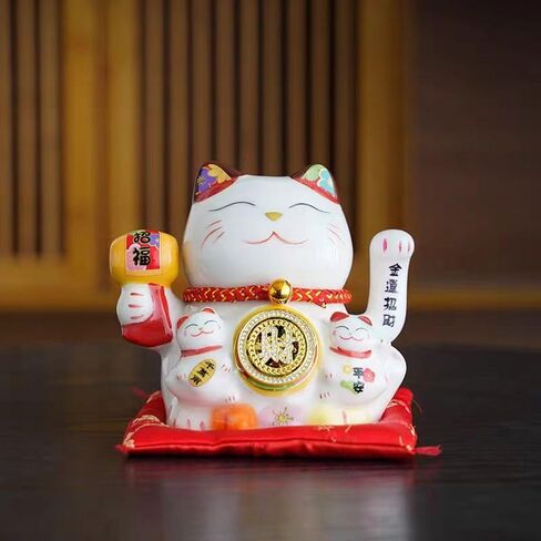 Pheyihe 5 Inch Lucky Cat Waving Arm Fortune Cat Statue,Maneki Neko Waving Arm for Home Decor,Birthday Gift,Business Opening,1PC in Saudi Arabia