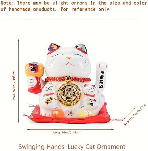 Pheyihe 5 Inch Lucky Cat Waving Arm Fortune Cat Statue,Maneki Neko Waving Arm for Home Decor,Birthday Gift,Business Opening,1PC in Saudi Arabia