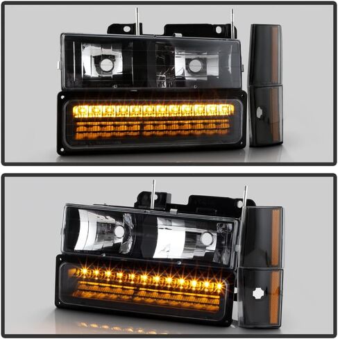 Acanii - لـ 88-93 Chevy Silverado C10 Suburban GMC Sierra المصابيح الأمامية+زاوية+LED LED LIGH in Saudi Arabia