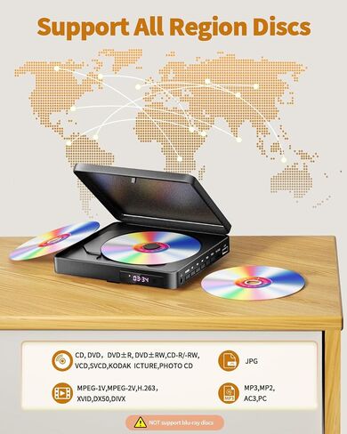 Arafuna DVD Players for TV, Mini DVD Player HDMI with Remote Control and RCA Cord, 1080P HD Region Free DVD Players Compatible with USB/TF Card, Small Compact CD/DVD Player for Home Support PAL/NTSC in Saudi Arabia