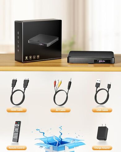 Arafuna DVD Players for TV, Mini DVD Player HDMI with Remote Control and RCA Cord, 1080P HD Region Free DVD Players Compatible with USB/TF Card, Small Compact CD/DVD Player for Home Support PAL/NTSC in Saudi Arabia