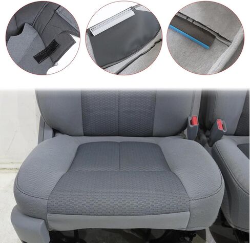 NLQR Driver and Passenger Side Bottom & Top Back Replacement Seat Covers Cloth Steel Gary Compatible with Ford F150 2011 2012 2013 2014 in Saudi Arabia