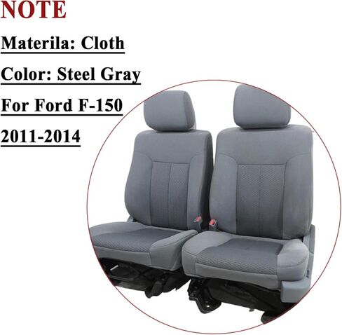 NLQR Driver and Passenger Side Bottom & Top Back Replacement Seat Covers Cloth Steel Gary Compatible with Ford F150 2011 2012 2013 2014 in Saudi Arabia