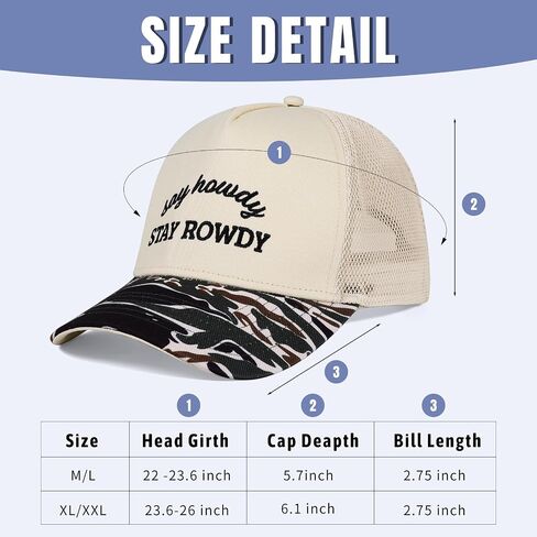 كبير الحجم XXL Trucker HAT 2 Tone Vintage Capball Cap Canvas Snapback Capts Trendy Caps للرجال والنساء برؤوس كبيرة in Kuwait
