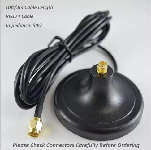 CORONIR Magnetic Mounting Base for GSM 3G 4G 5G Antenna with 10ft WiFi Extension Cable for 4G LTE WiFi Router Gateway Modem Hotspot Adapter Mobile Cell Phone Signal Booster Cellular Amplifier 1Pack in Saudi Arabia