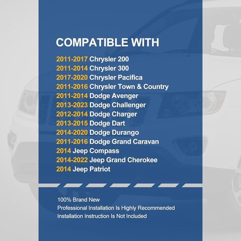 أضواء ضباب عهد أسرة السيارات المتوافقة مع 2011-2022 Chrysler 200 300 Pacifica Town & Country Dodge Avenger Challenger Jeep Grand Cherokee ، فريق ركاب السائق ، Chrome Housing in Saudi Arabia